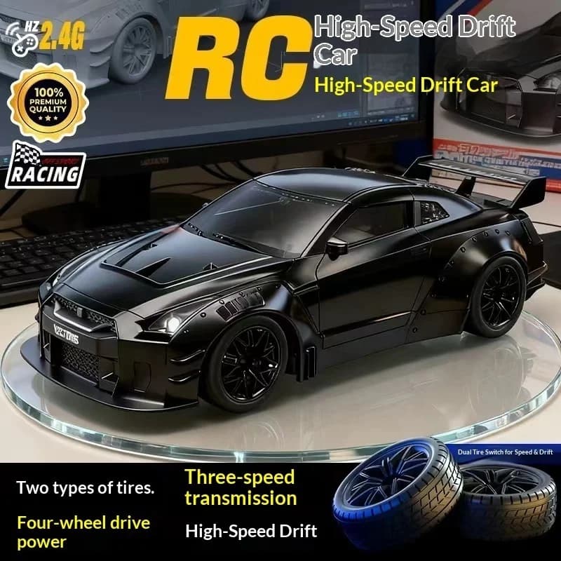 Auto Telecomandata a Quattro Ruote Motrici con Simulazione di Drift, Ricaricabile, con Ammortizzazione, Alta Velocità, Regalo di Compleanno