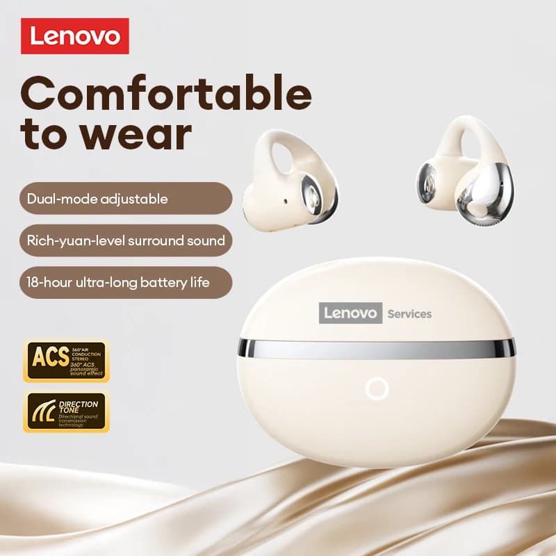 Cuffie Bluetooth 6.0 Lenovo RS109 con clip, auricolari wireless OWS, IMAX Deep Bass 360 ° Auricolari Open-Ear con Suono Surround e Chiamate HD