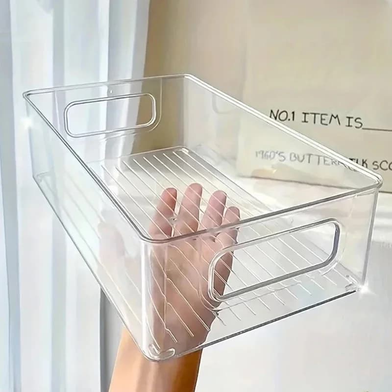 Scatola di immagazzinaggio in acrilico Cosmetici da tavolo Scatola di plastica trasparente Dormitorio Maschera facciale per uso domestico Scatola di immagazzinaggio per frigorifero