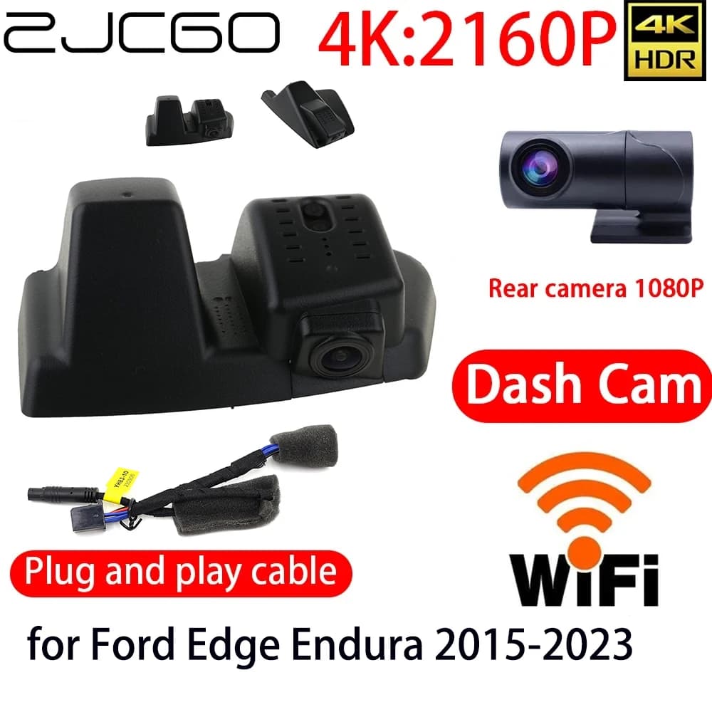 ZJCGO DVR Camera for Car 4K with Wifi, Double Front Camera and Rear, Monitor 24h for Cadillac CT6 CT6-V 2016-2023