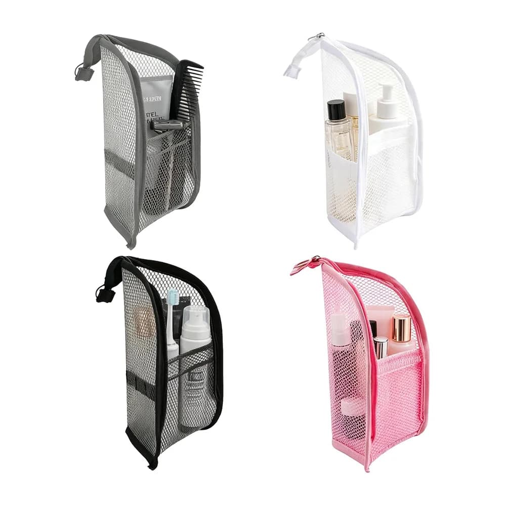 Standing Mesh Toiletry Bag Portable EVA Waterproof Travel Foldable Toothbrush Cosmetic Organizer Women Bathroom Storage Pouch