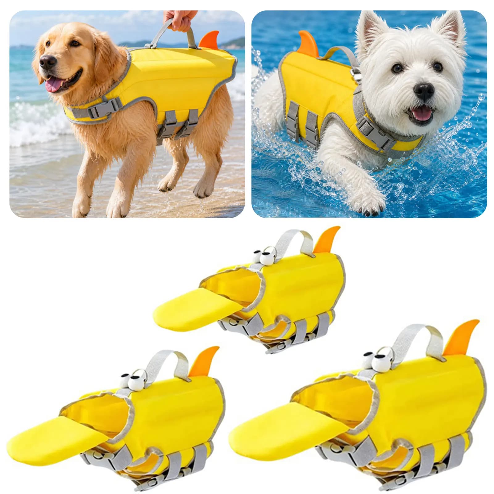 Dog Life Jackets High-Buoyancy Dog Swim Vest Rescue-Handle Reflective Identify Rescue Dog Float Jacket Safe Swimming Activities