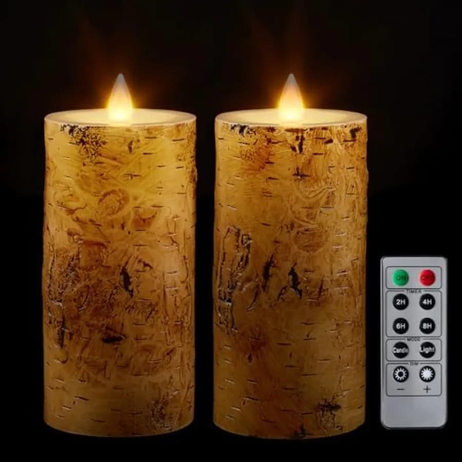 Candele Senza Fiamma con Telecomando e Timer, Durata 400 Ore con 2 Batterie AA, Candele LED con Fiamma 3D in Movimento, Set da 2, 3''x6'', Telecomando Incluso