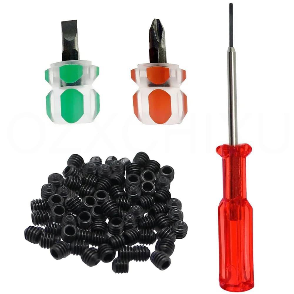 Strumenti di riparazione per cucire 50 pezzi Vite con morsetto ad ago e cacciavite esagonale da 1,5 mm per macchina da cucire overlock industriale Juki Yamato