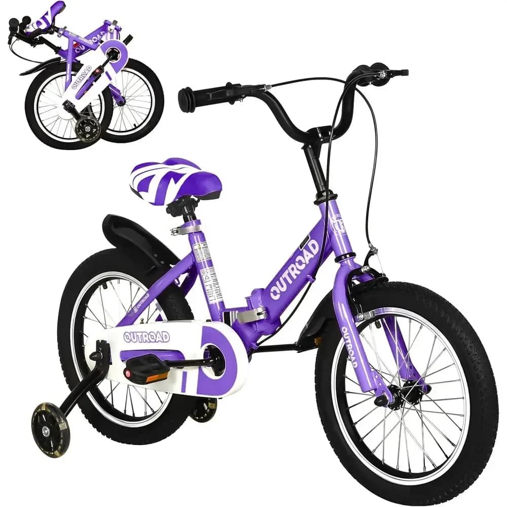 Biciclette per Bambini da 14-18 Pollici con Rotelle, Luci LED e Doppi Freni a Mano in Diversi Colori