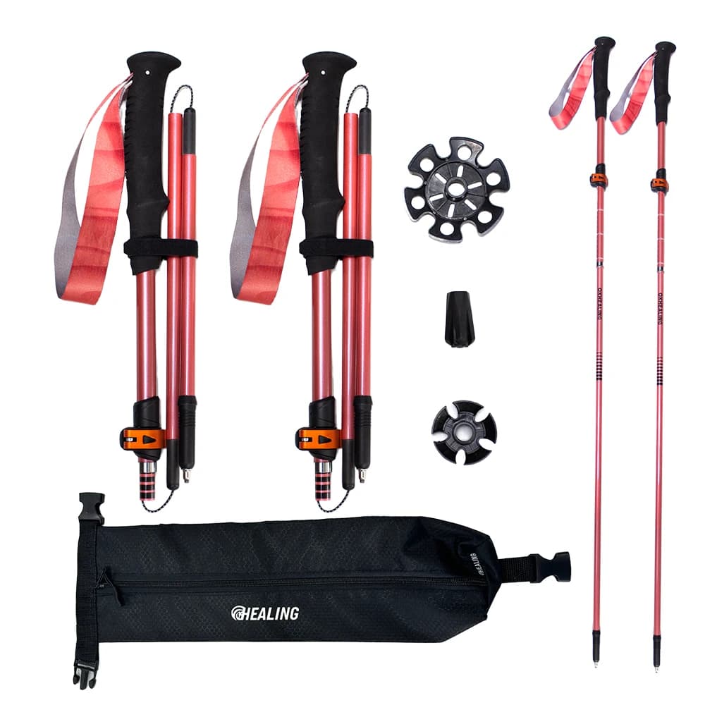 Ultralight Carbon Fiber Trekking Poles Tungsten Steel Tips 5-Section Adjustable Length EVA Handle For Walking Travel