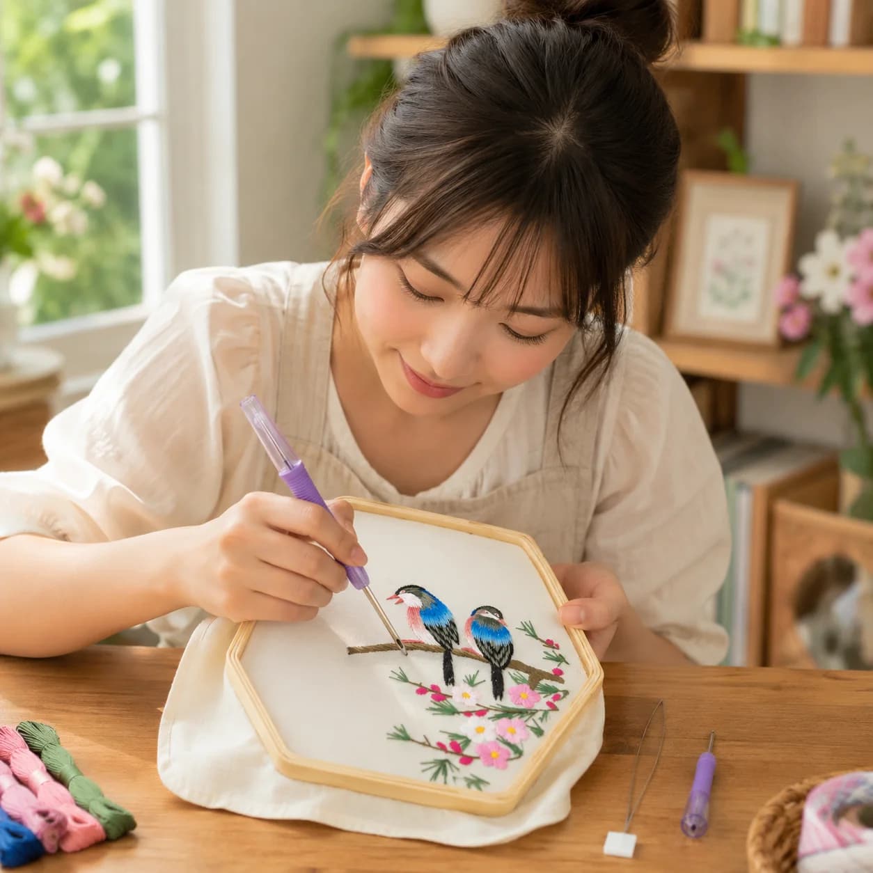 DIY Durable Stitching Needle Cross-Stitch Knitting Sewing Accessories Embroidery Pen Threader Embroidery Tool