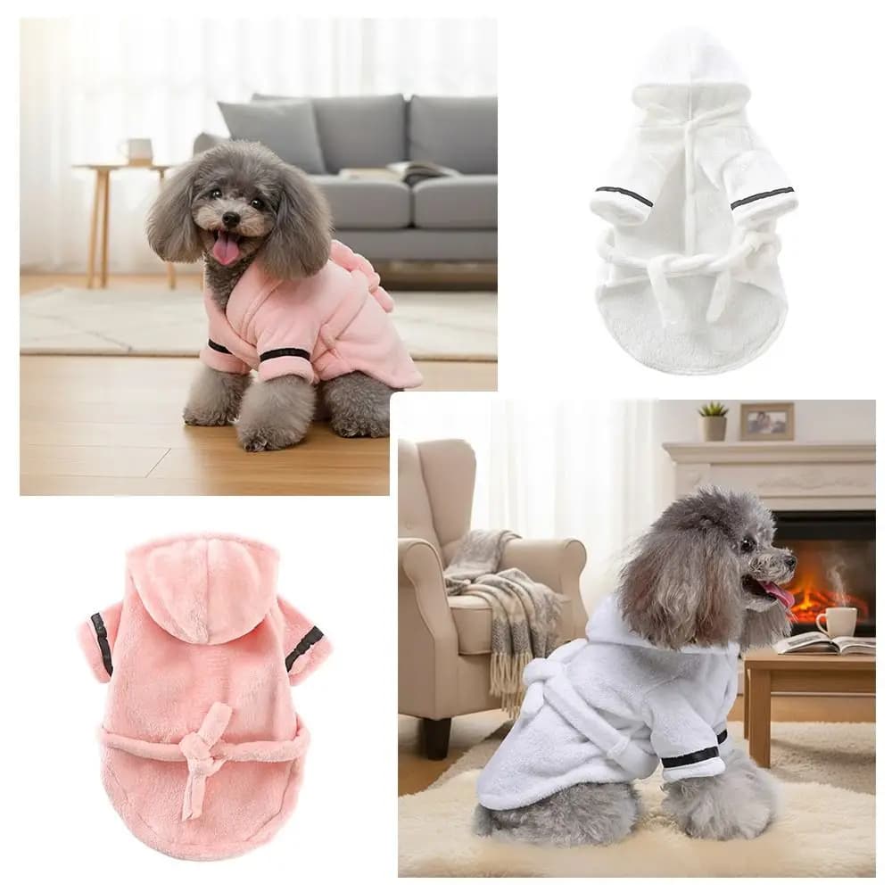 Cute Quick-drying Dog Bathrobe Absorbent Nightwear Puppy Robe Soft Pet Bathing Supplies Pet Pajamas Cat