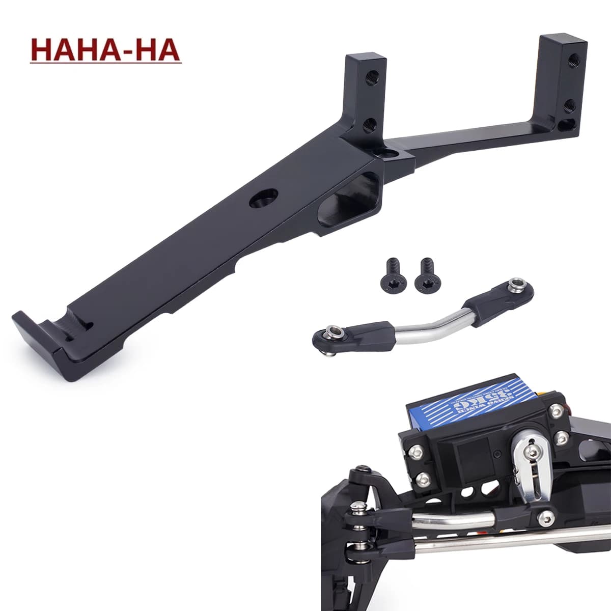 1 pz servo in lega di alluminio e supporto batteria con collegamento sterzo per 1/10 RC Crawler Car Capra Stock Axle parti di aggiornamento