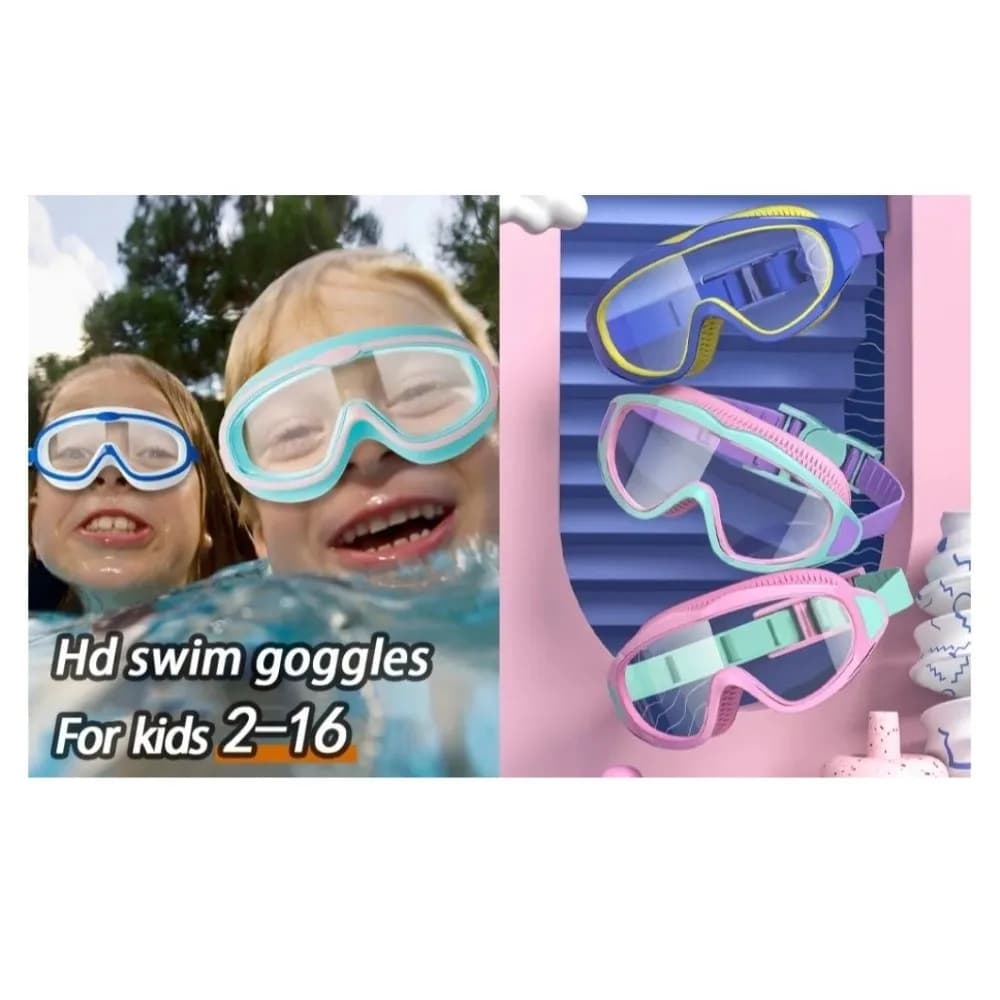 Anti-Fog Children Swimming Goggles UV Resistant Large Frame Swim Goggles High-Definition Adjustable Swim Glasses Pool Use