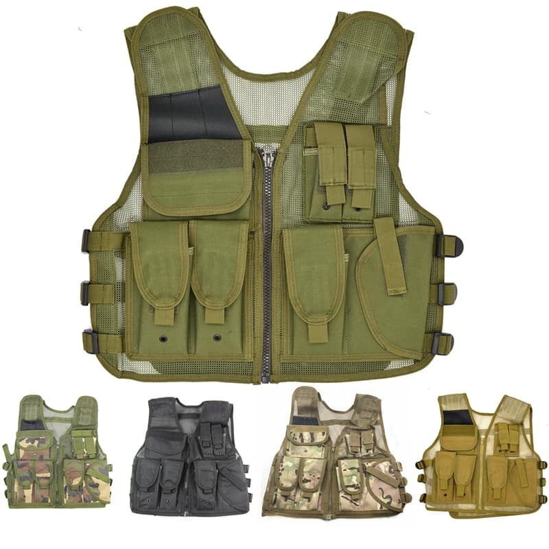 Gilet tattico regolabile per uomo e donna, gilet in rete gilet per fotografo sportivo all'aperto gilet da caccia da pesca con tasche