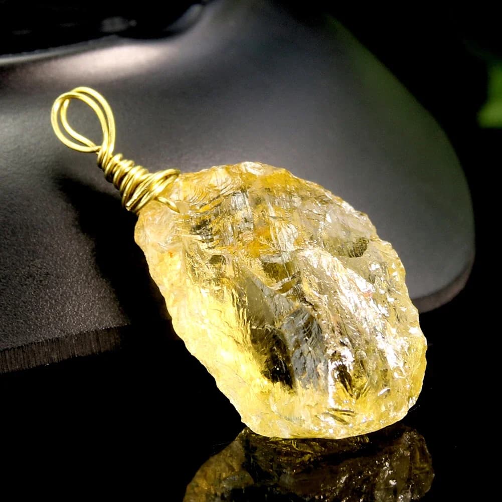 Natural Topaz Irregular Rough Stone Pendant Diy Window Garden Hanging Ornaments Wind Chimes Lights Room Decoration Accessories