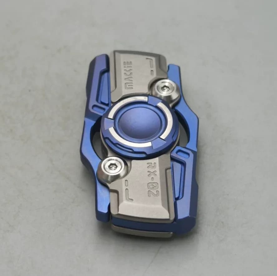 Used EDC Mackie RX02 Titanium Blue fidget spinner metal decompression toy