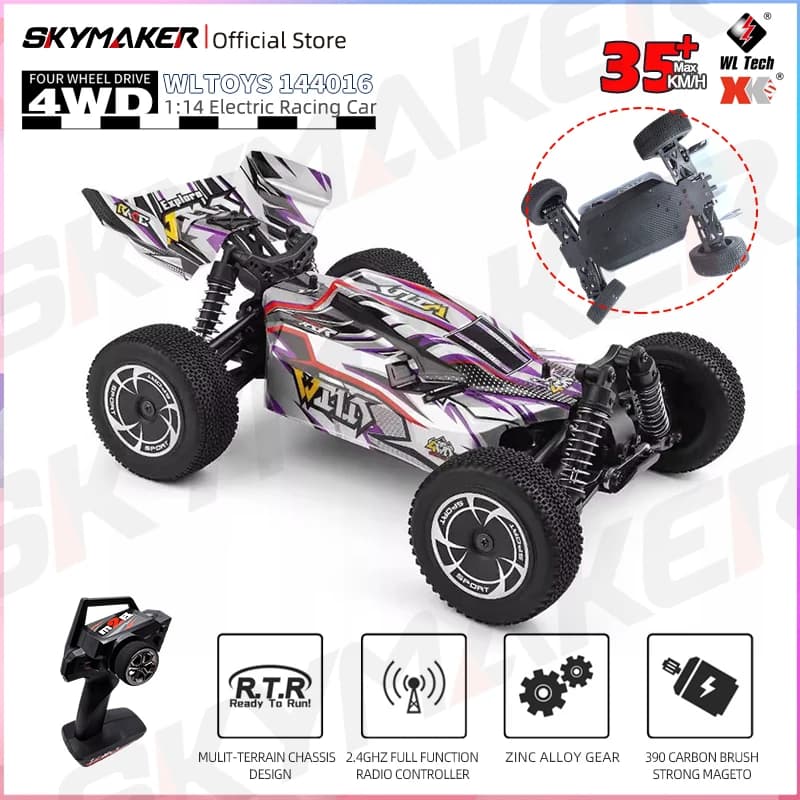 WLtoys RC Car 1/14 144016 2.4G Racing 35KM/H 390 Motor 4WD Electric High Speed Car Off-Road Drift Remote Control Toys Gifts