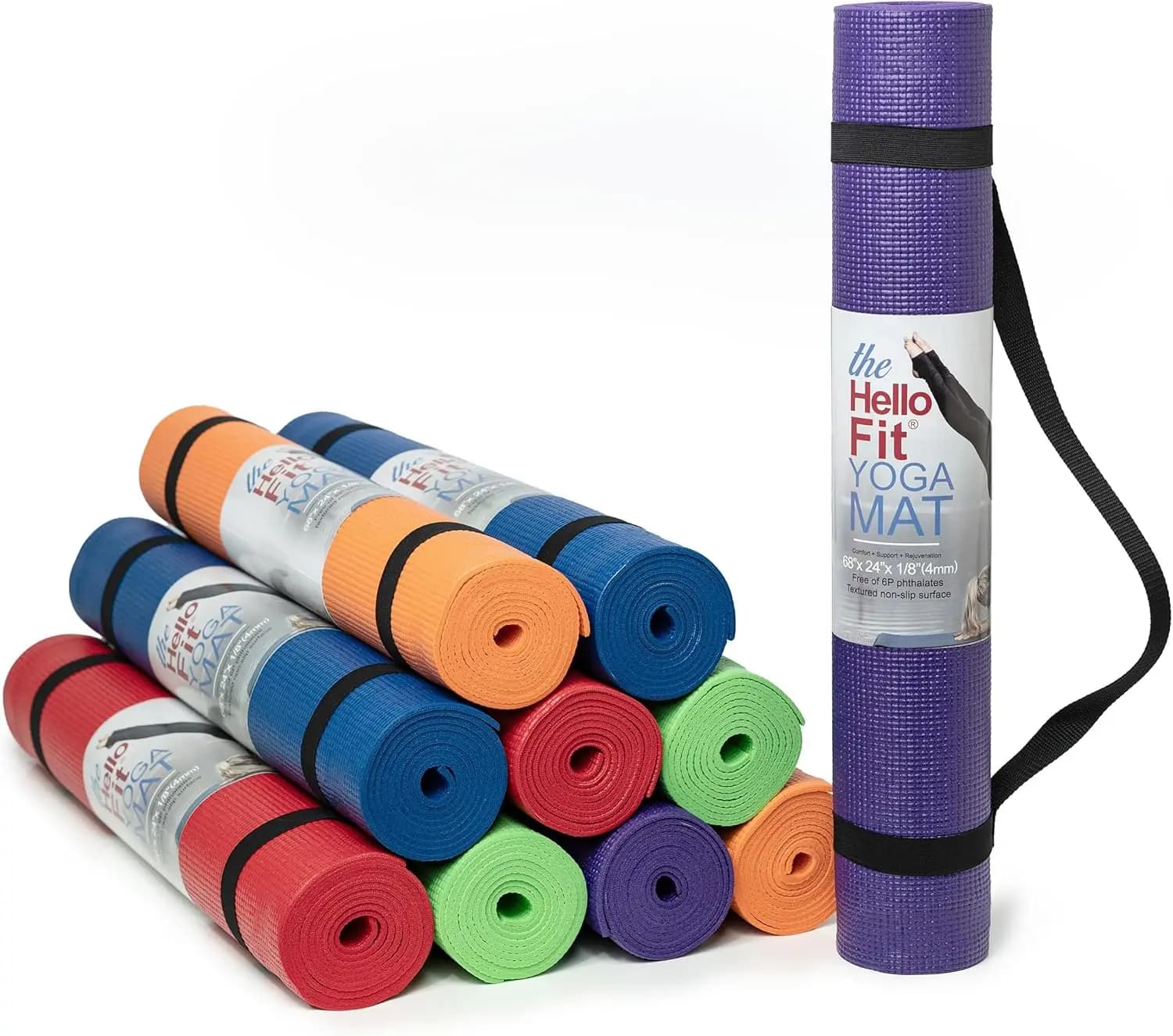 Tappetini Yoga Non Tossici per Allenamento a Casa e in Studio, Spessore 4mm, Antiscivolo, con Cinghia di Trasporto