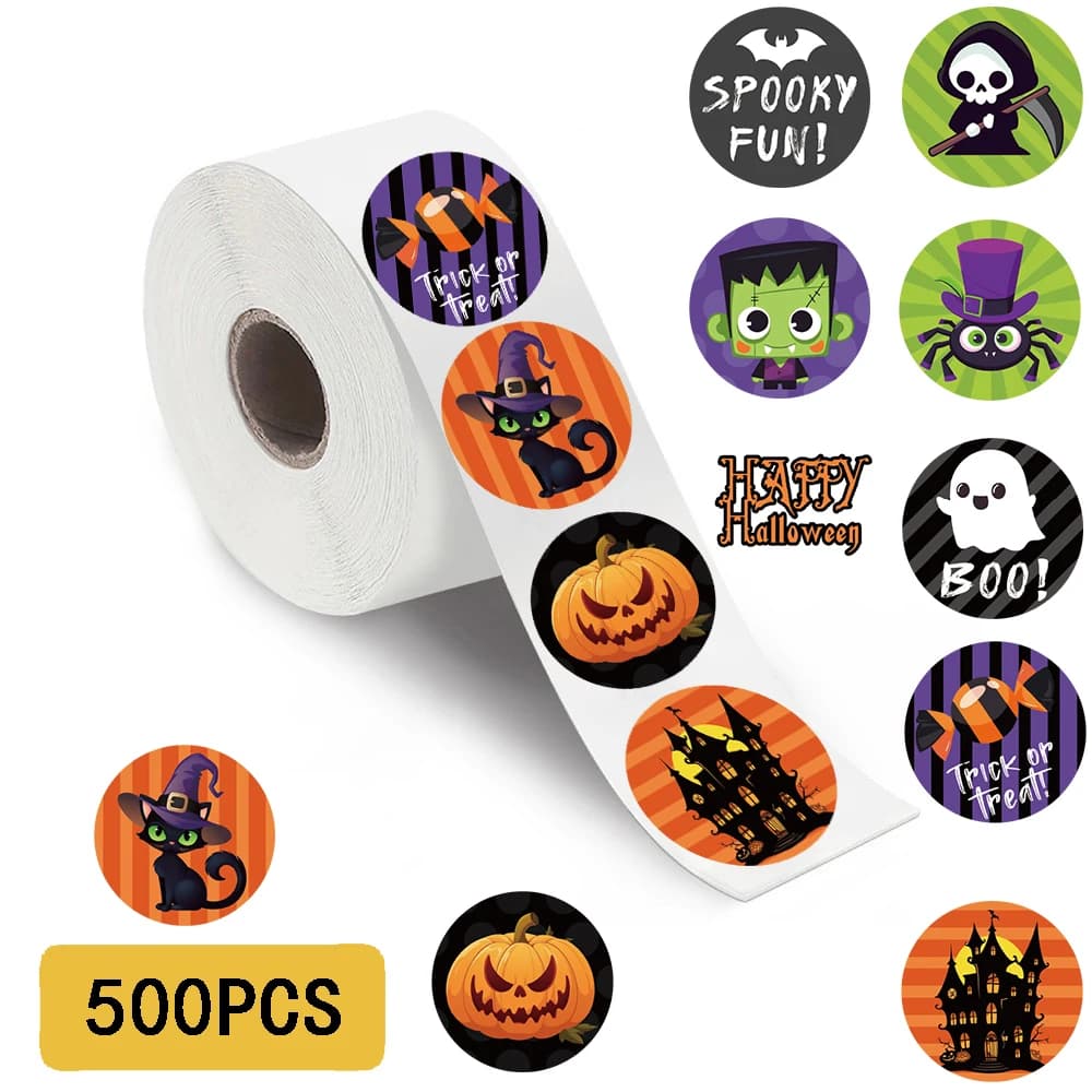 500/2500PCS Happy Halloween Rall Adesivi Bagagli Del Computer Portatile Personalizza Skateboard Casual Soggiorno Casual Casa Harajuku Decalcomanie