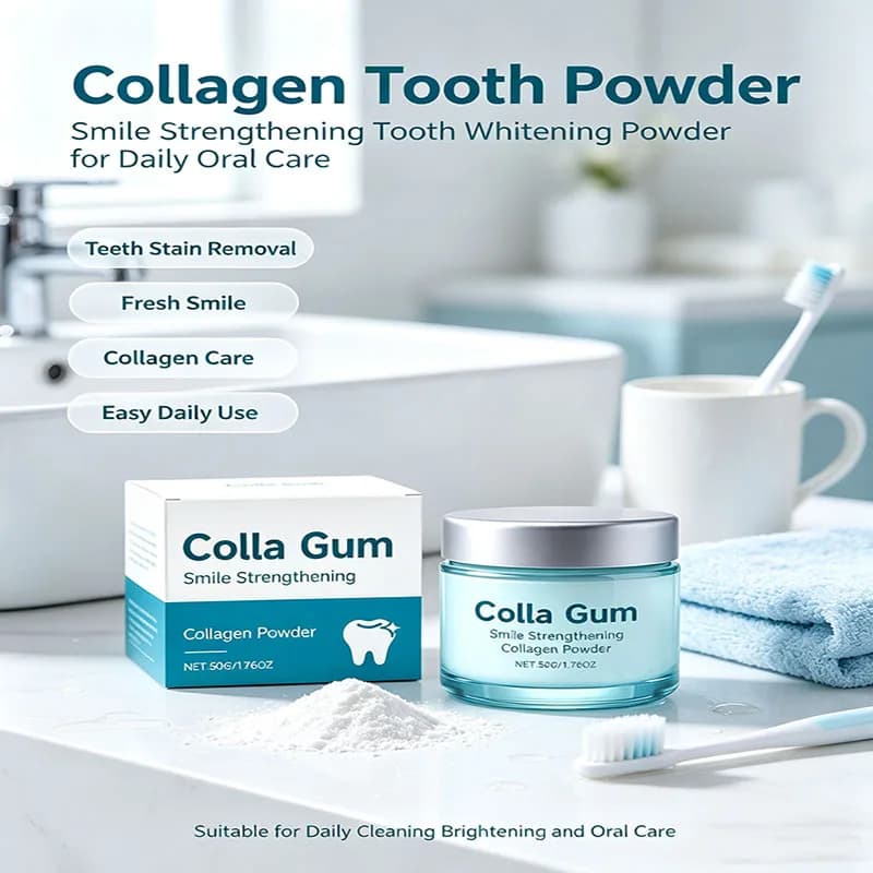 Collagen Teeth Whitening Powder, Gentle Stain Remover Tooth Powder for Daily Oral Care & Fresh‑Smile