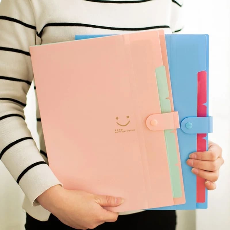 Cartella A4 5 strati Macaron File a colori Organizzatore di documenti di grande capacità Forniture scolastiche e per ufficio per studenti di cancelleria