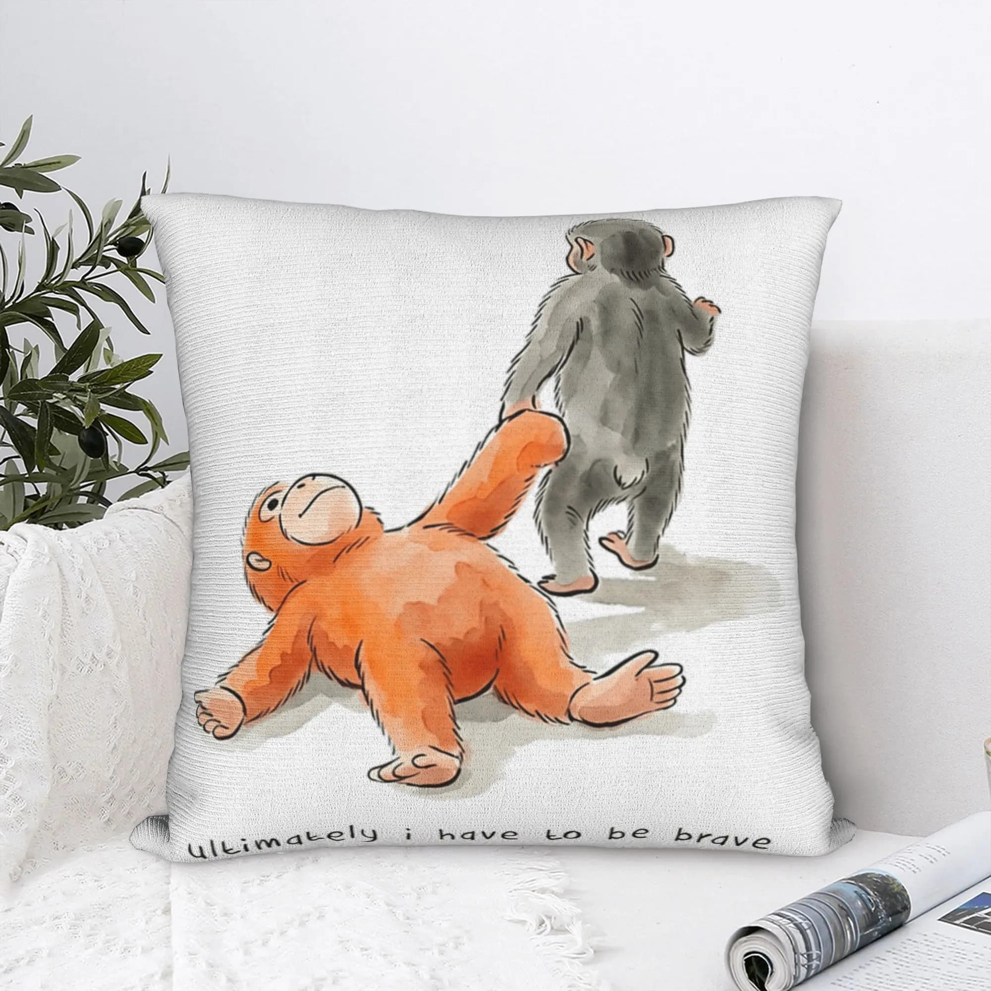 Fodera per cuscino con stampa grafica Team Punch Monkey Support Squad, fodera per cuscino alla moda per sedia, divano, decorazioni per la casa