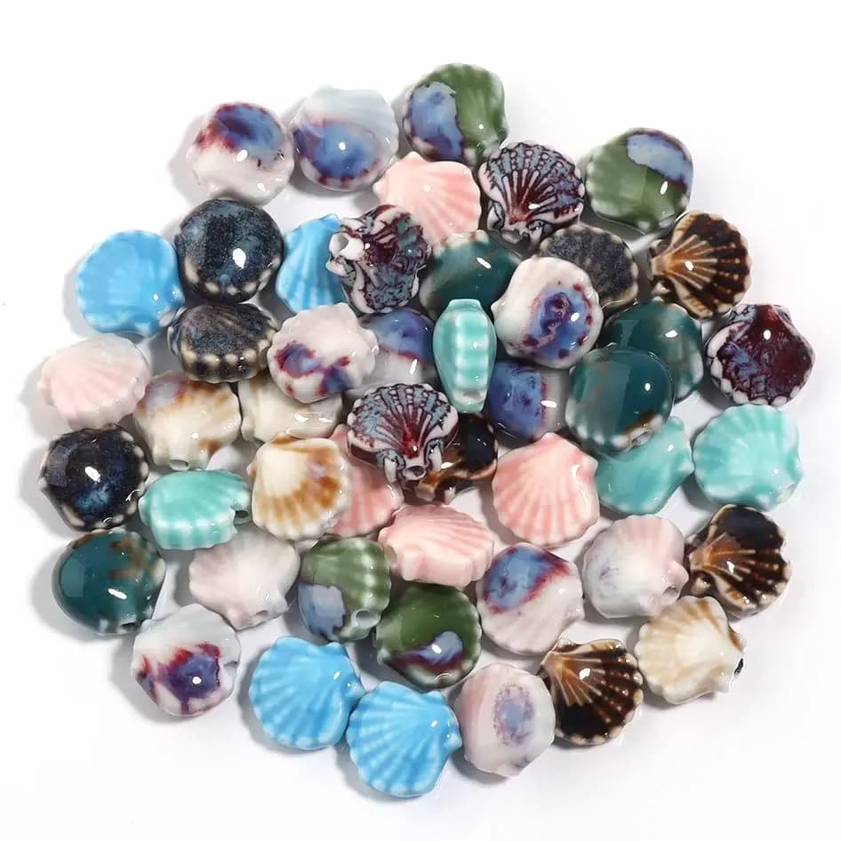 5pcs/lot Dual Color Shell Ceramic Beads Small Shell Shape Loose Spacer Beads For Jewelry Making DIY Bracelet Earring Accessories