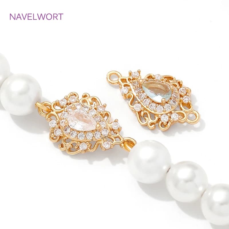 Connettori a forma di goccia placcati oro 18 carati da 12,2 mm*20 mm, connettori con charm in vetro cristallo per gioielli, accessori fai da te per orecchini