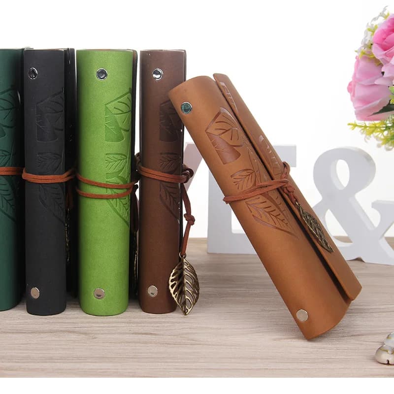 1PC Retro Leaf Notebook scuola ufficio cancelleria diario blocco Note letteratura PU Leather taccuino viaggiatore Journal agende regali