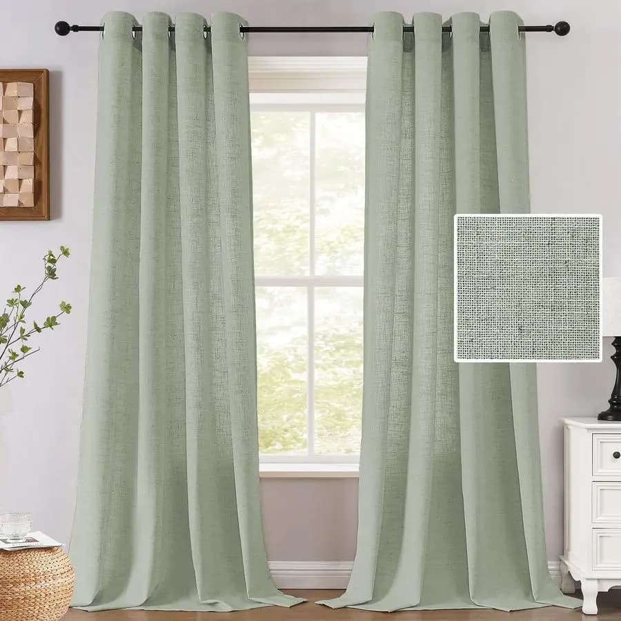 Linen Curtains 84 Lengths for Living Room, Set of 2 Panels, Modern Curtains Neutral Rustic Style for Windows, Filtrants and Dark For Privacy