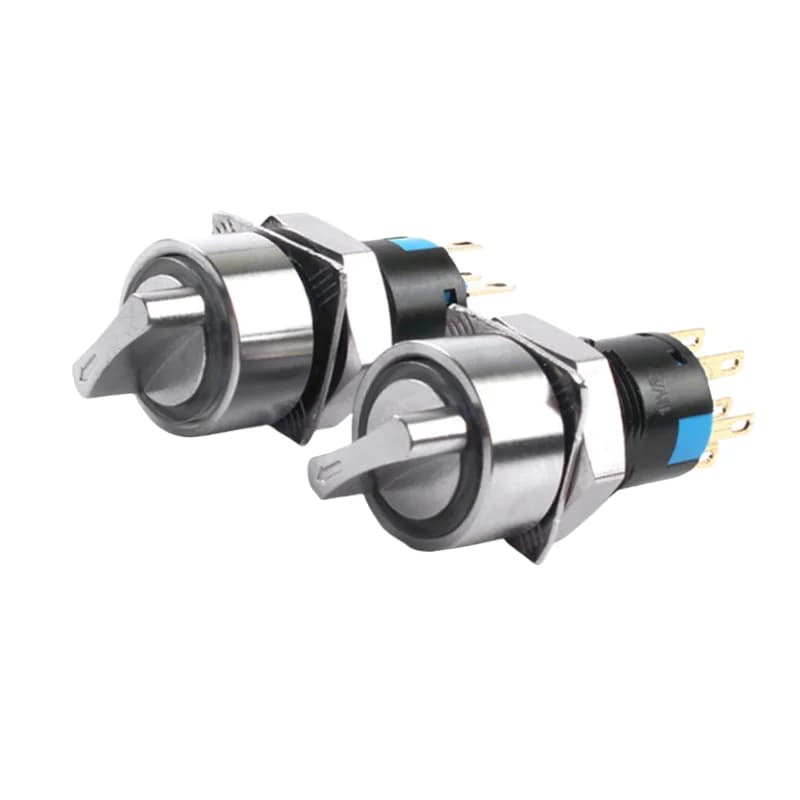 Freccia interruttore a manopola in metallo da 16 mm con luce autobloccante/a scatto 2 posizioni 3 posizioni 3 V 6 V 12 V 24 V 220 V Interruttore rotante