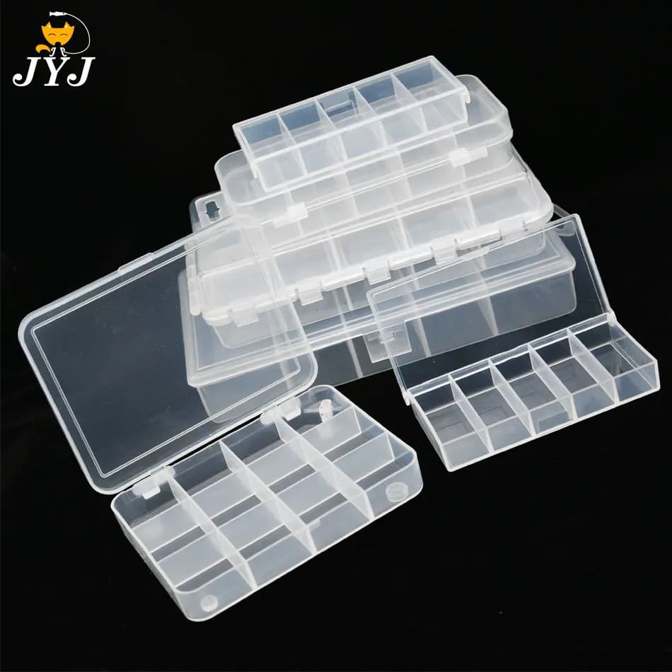 Fishing bait box 20 cells, two levels 16cm * 9.5cm * 3.9cm with transparent visible force plastic bait fishing gear box for baits