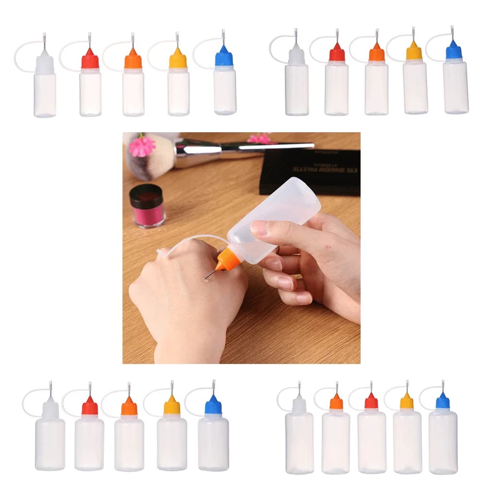 5pcs/set 10/20/30/60ML Needle Tip Bottles Empty Applicator Bottles for Liquid Paint Glue Inks Filled Scrapbooking Crafts Tools
