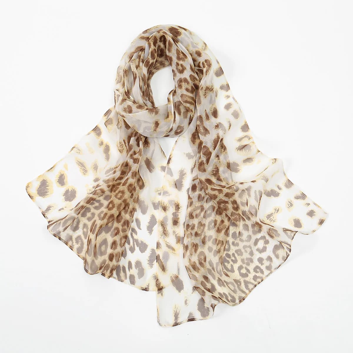Sciarpa Lunga da Donna Yourou in Seta con Stampa Leopardata, Classica Primaverile ed Estiva, Nuova Protezione Solare, alla Moda e Versatile