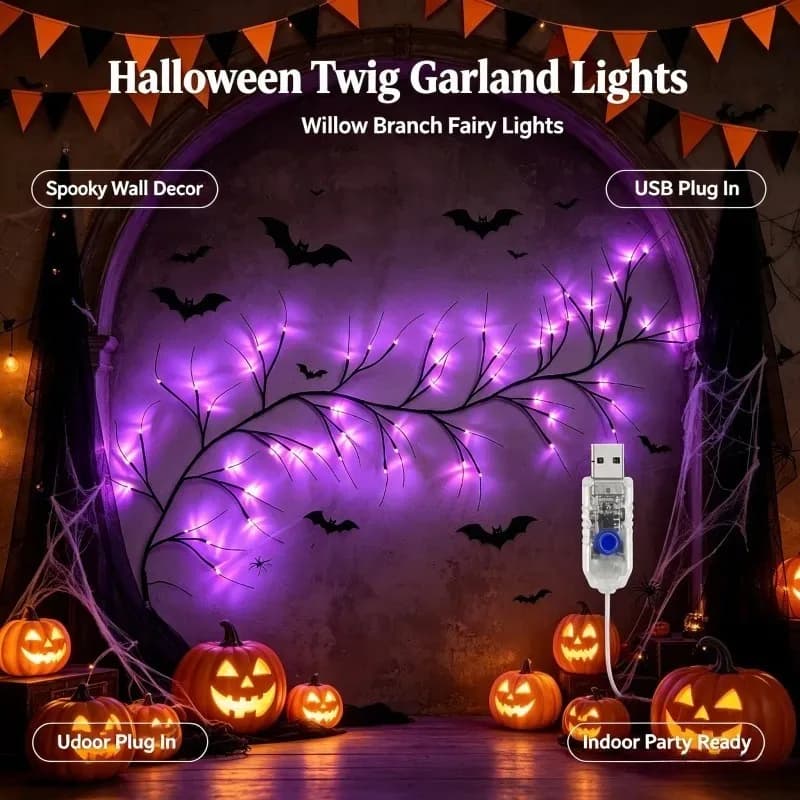 72 LED Willow Branch Lights, USB Powered Twig Fairy String Lights for Indoor Wall Bedroom Home Decor