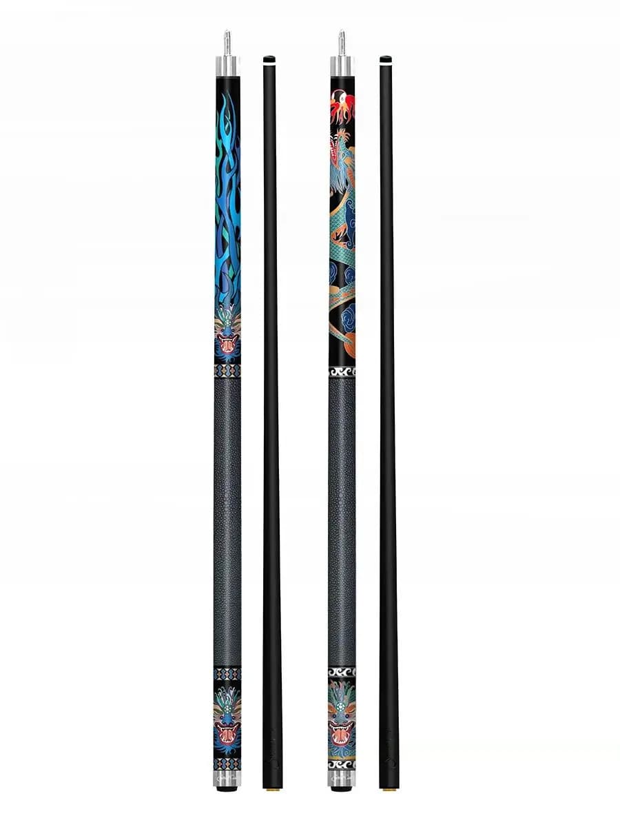Stecca da biliardo VanQS fatta a mano di fascia alta da 1/2 pezzi in fibra di carbonio con punta da 12,5 mm, stile classico drago, con protezione articolare, involucro in pelle