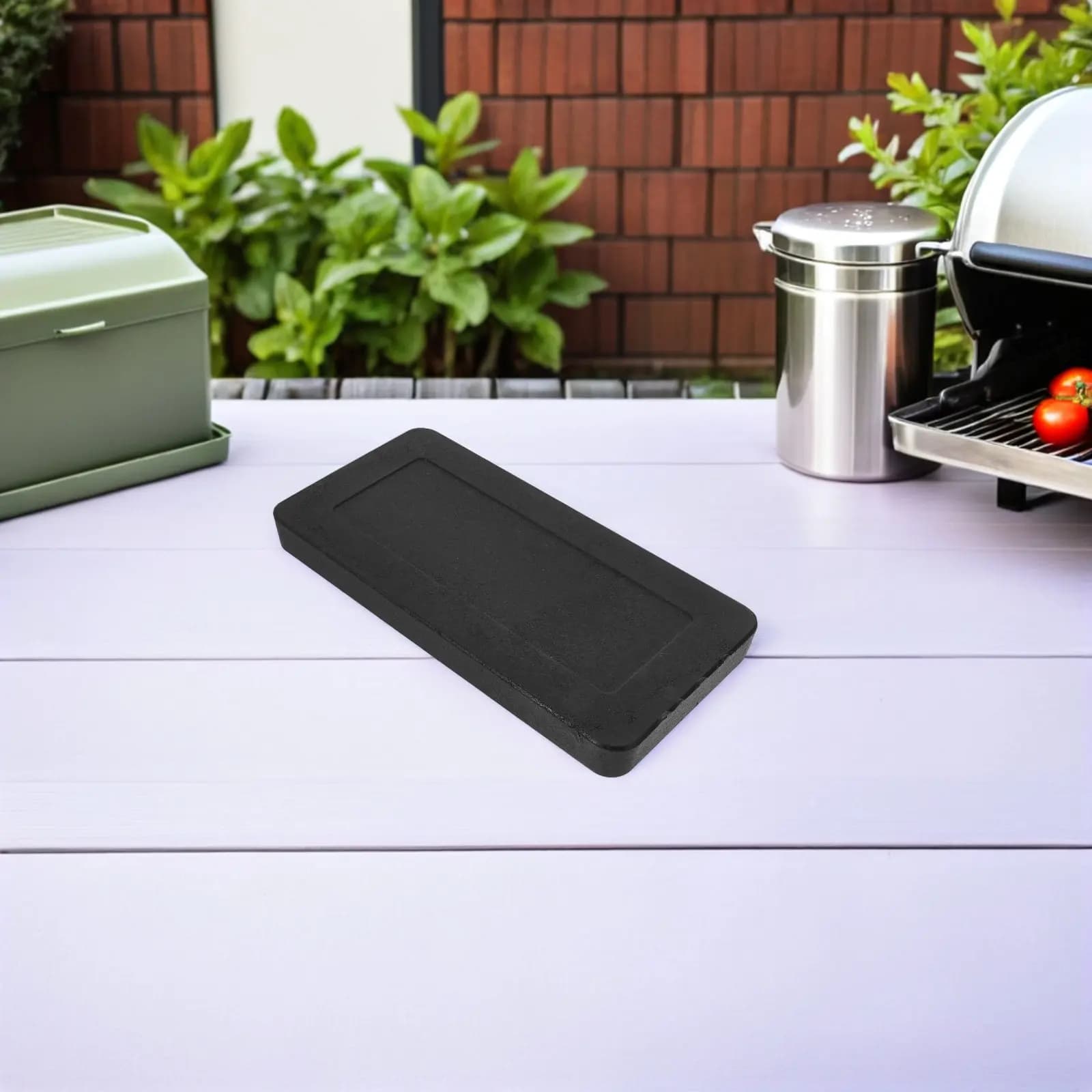 Trash Can Bottom Weight Block 8x4x0.3 Inch Heavy Duty Wind Resistant Stabilizing Plate for Outdoor Trash Bin Anti-Tip Garbage