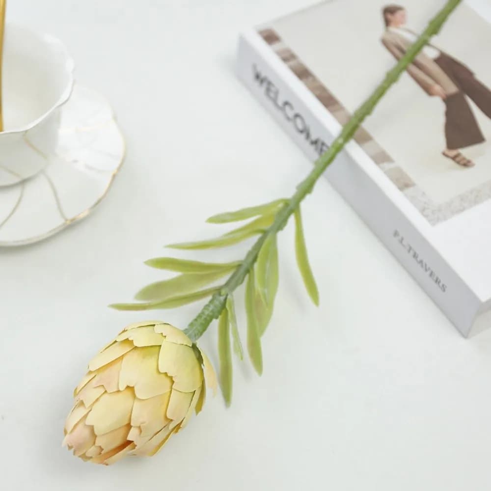 Green Artificial Artichoke Fruit Plant Floral Display Decorative Single Branch Flower Simulation Fake Silk Flowers