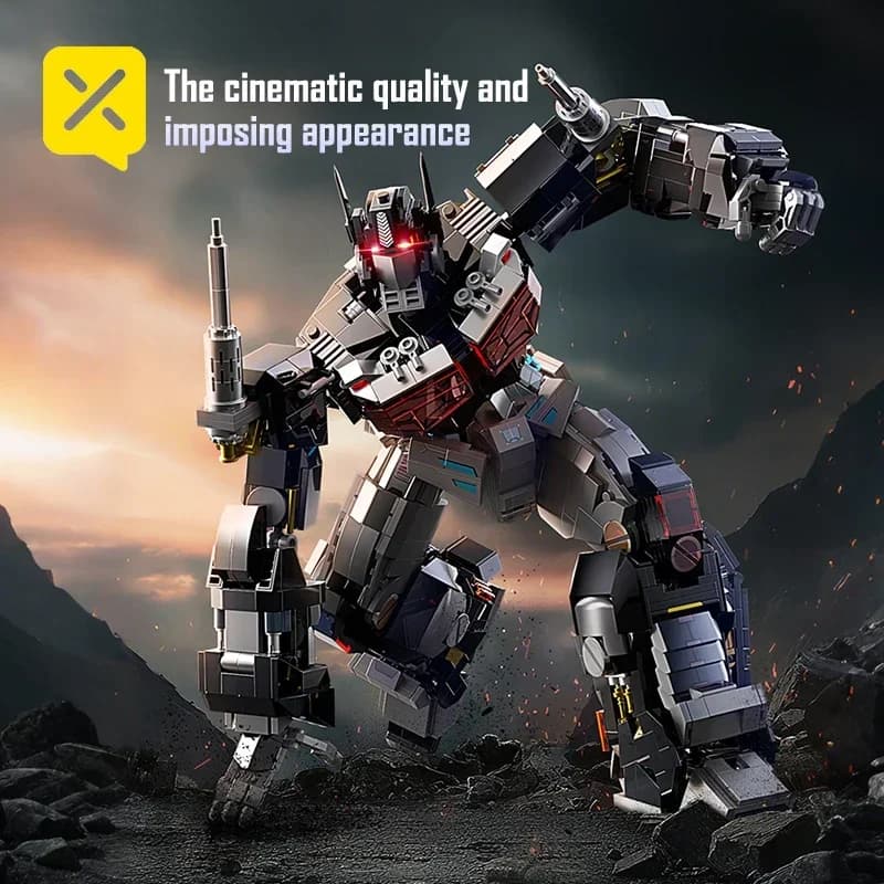 Optimus Prime Knight Transformer Robot Building Blocks Giocattolo da collezione per adulti con deformazione della luce a LED Action Figure Model Kit Regali