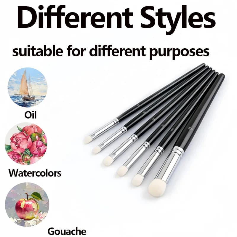 6cs Round Detail Paint Dry Brush Set for Model Ceramics Art Painting, Miniature Painting Brushes for Fine Detailing Painting