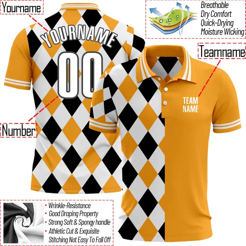 Camicie estive da donna e da uomo, polo a quadri personalizzate con stampa 3D, camicie da golf personalizzabili con nome, numero e nome della squadra