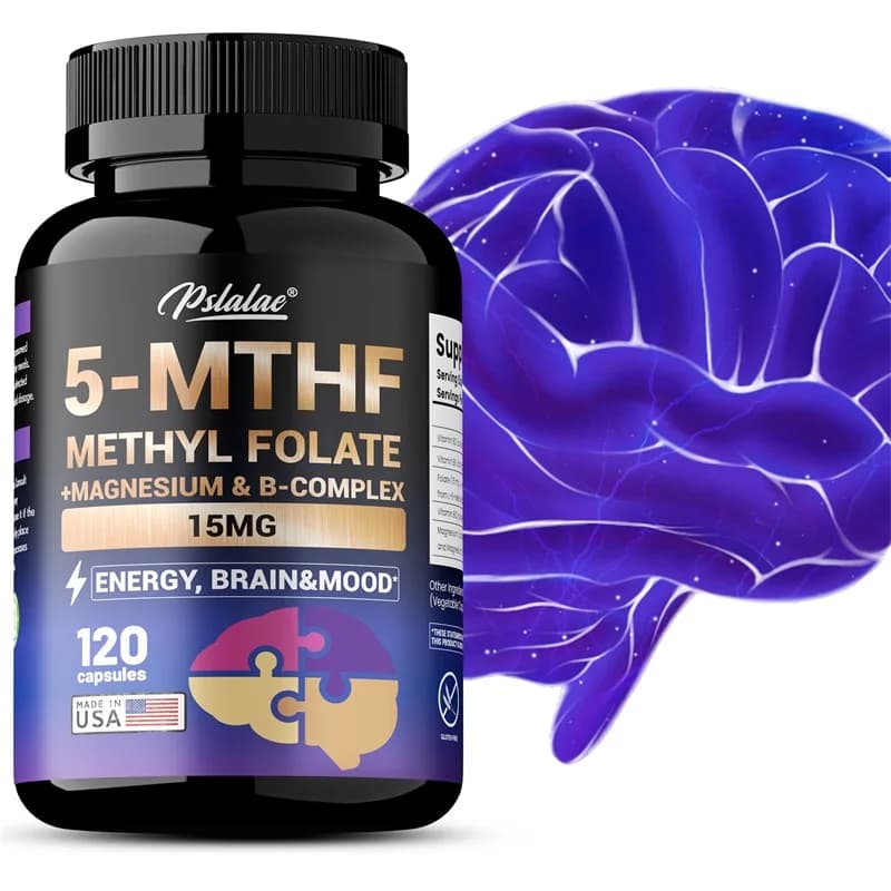5-MTHF methylfolate supplement: for brain, heart health, improves memory, concentration and clarity, increases cognitive function