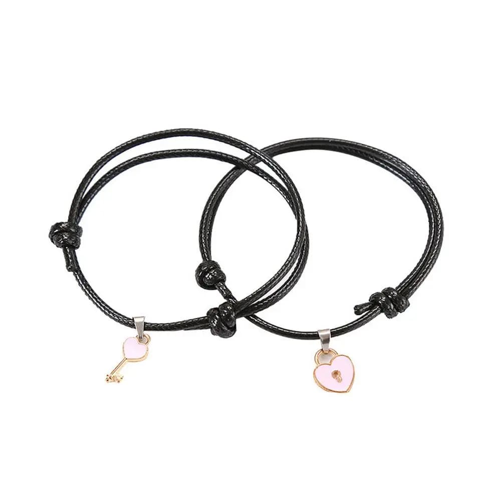 Regali per Donne, Mamma, Braccialetti con Ciondolo a Cuore e Chiave, Gioielli Regolabili per Coppie, Accessori di Moda