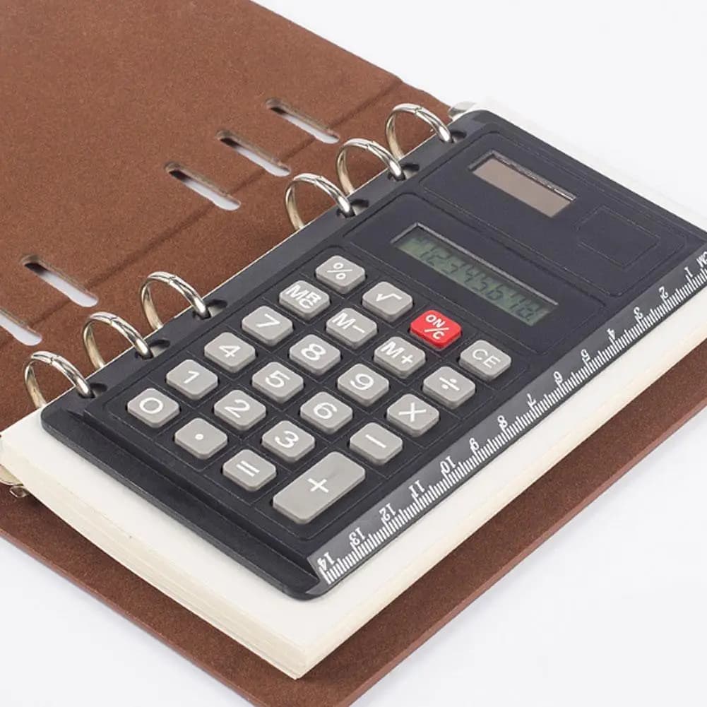 Calcolatrice raccoglitore a fogli mobili da 1 pezzo con righello cifre 8 multifunzione agenda notebook calcolatrice pianificatore calcolatrice
