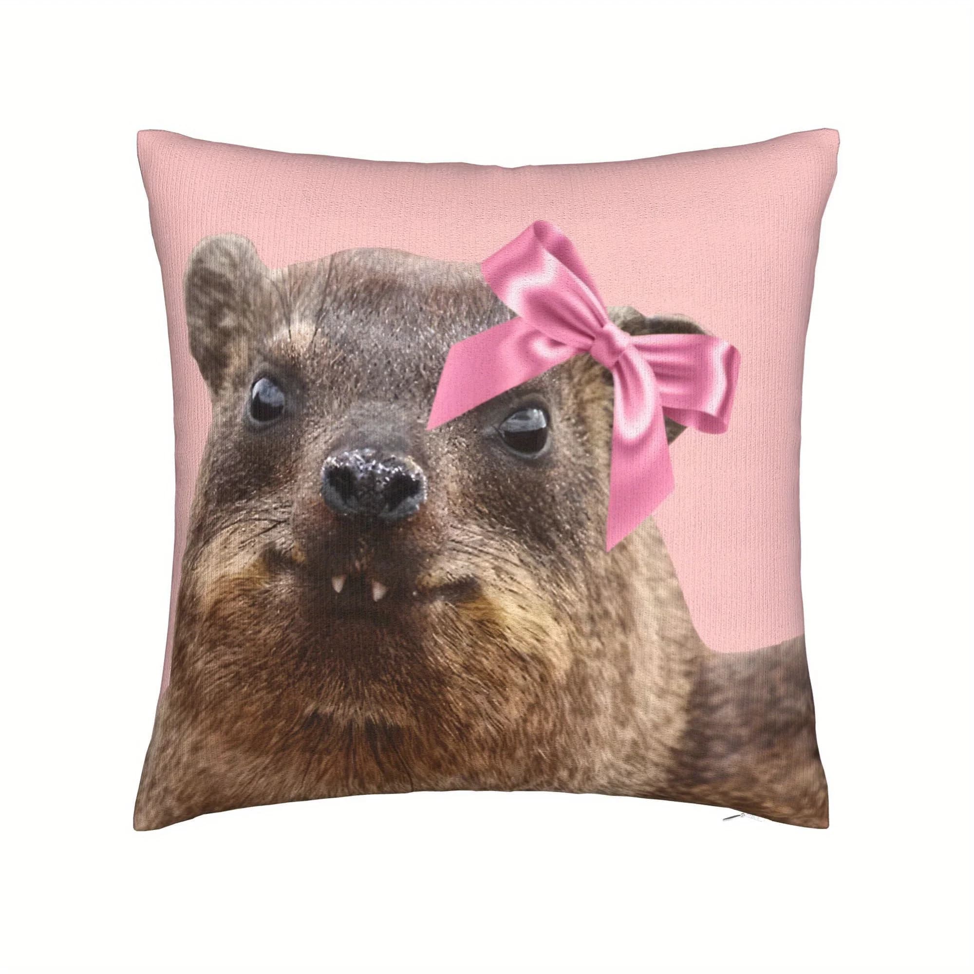 Fodera per cuscino con procione carino, decorazione per cameretta, copricuscino, regalo a tema animale domestico, fiocco, Kawaii, per bambini, decorazione artistica per la cameretta dei bambini