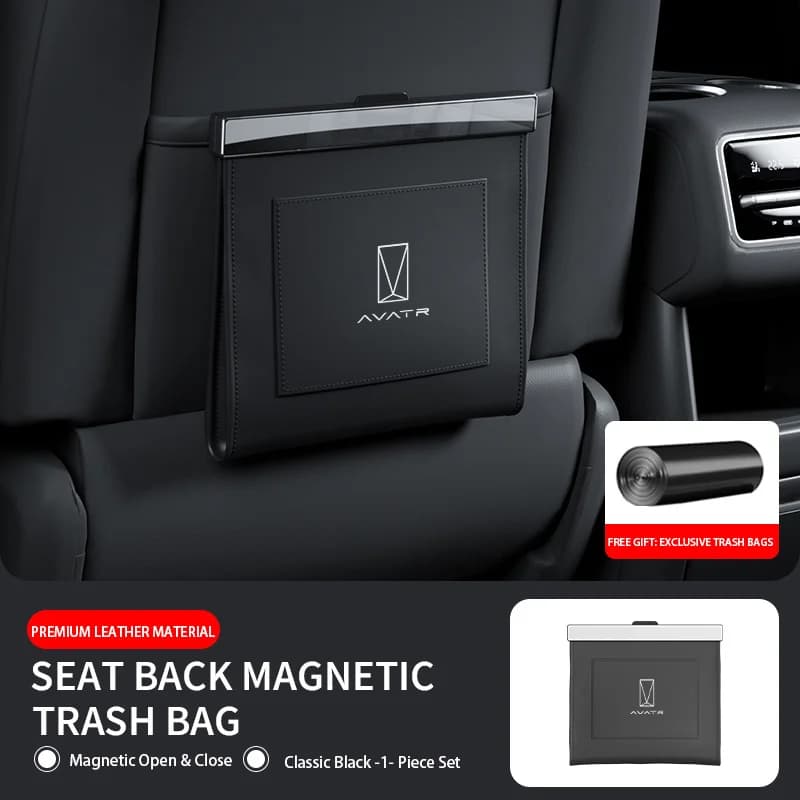 Car Trash Bag for Avatr 06 07 11‌ 12 Seat Back Car Garbage Bin Leather Magnet Closure Design Waterproof