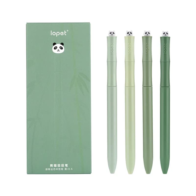 4 pezzi Lopet Twist Penne Gel, Kawaii Panda Low Center4 Of Gravity Signature Canetas 0.5mm Nero Ricariche Bambù Nodo Penna di Cancelleria