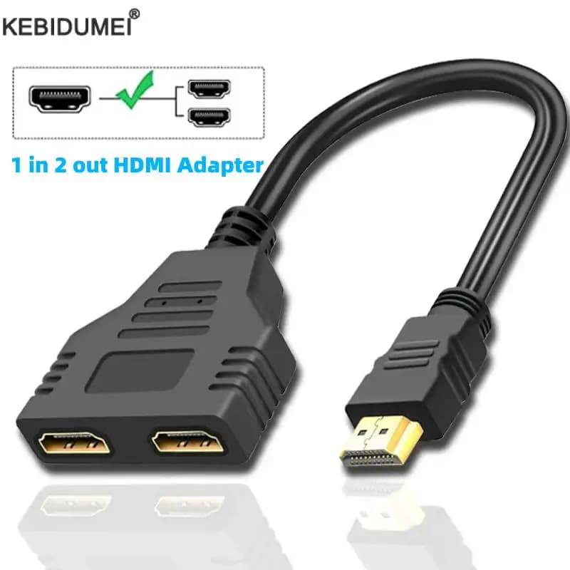Splitter HDMI Splitter Y double port 1080P Cable 1 input 2 outputs Male-female adapter for LCD TV Box PS3 Splitter compatible HDMI