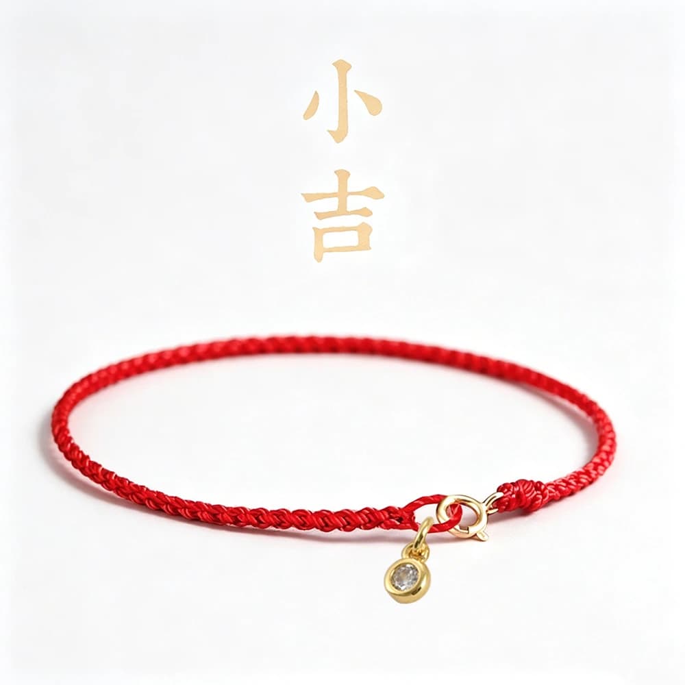 Handwoven Mini White CZ Stone Red String Bracelet for Women Girls Red Cord Bracelets with Gold Plated Clasp Minimalist Jewelry