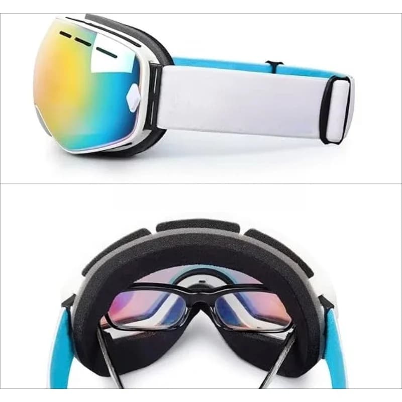 Occhiali da Sci per Uomo con Lenti Sferiche Rimovibili, Antiappannamento, Incisione Laser, Occhiali da Neve in Silicone
