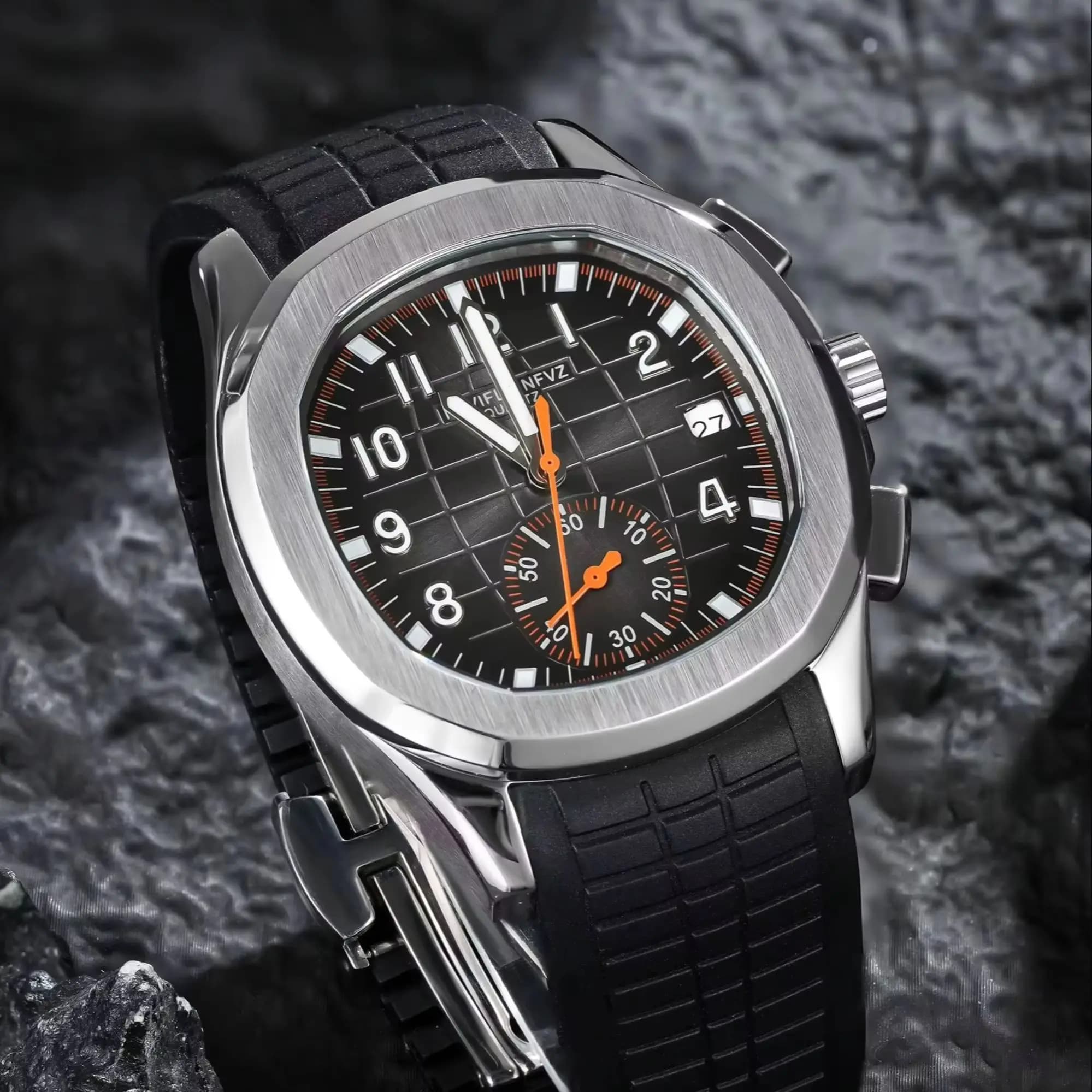 40MM Men's Luxury Watch NAVIFLZ NFVZ High Quality Brand Rubber Strap Stainless Steel Case Japanese VD53 Quartz Movement
