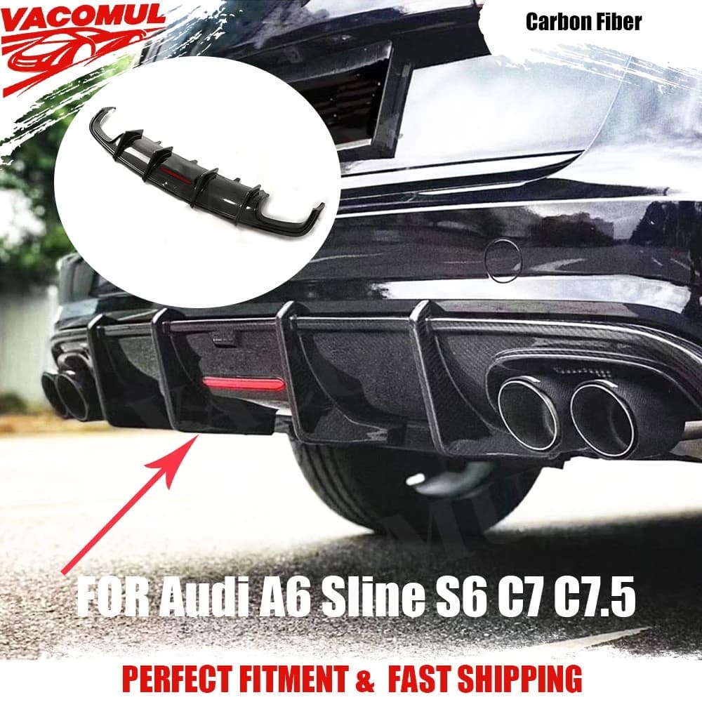 VACOMUL Diffusore posteriore in fibra di carbonio Spoiler per Audi A6 Sline S6 C7 C7.5 2013-2020 (non per base A6) Protezione paraurti