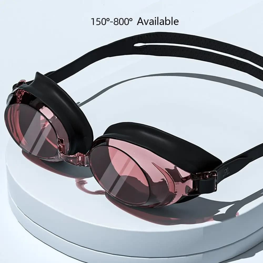 Anti-fog Swim Goggles 0~-9.0 Quick Adjustable Nearsighted Swim Eyewear Clear Vision with Elastic Bungee Strap